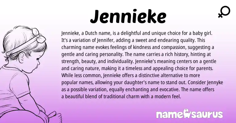 Infographic about Jennieke name meaning, Jennieke is a name from Dutch origin(s).