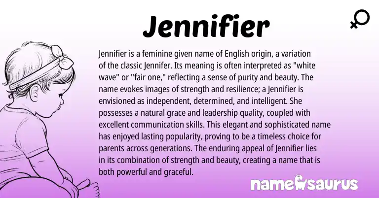 Infographic about Jennifier name meaning, Jennifier is a name from Welsh, English origin(s).