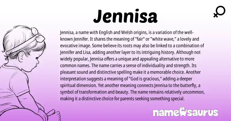 Infographic about Jennisa name meaning, Jennisa is a name from Welsh, English origin(s).