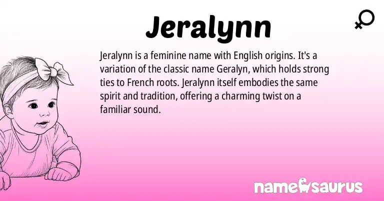 Infographic about Jeralynn name meaning, Jeralynn is a name from English origin(s).