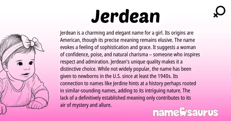 Infographic about Jerdean name meaning, Jerdean is a name from Other origin(s).
