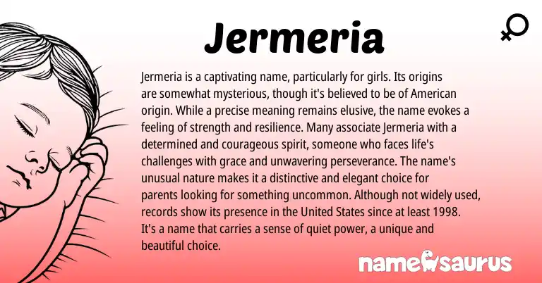 Infographic about Jermeria name meaning, Jermeria is a name from Other origin(s).