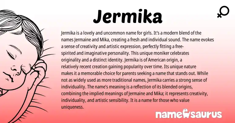 Infographic about Jermika name meaning, Jermika is a name from Hebrew origin(s).