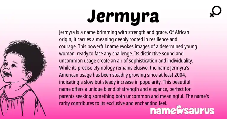 Infographic about Jermyra name meaning, Jermyra is a name from African, American origin(s).