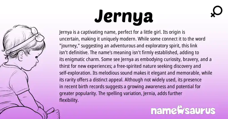 Infographic about Jernya name meaning, Jernya is a name from Other origin(s).