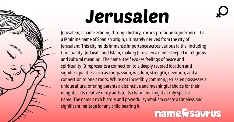 Infographic about Jerusalen name meaning, Jerusalen is a name from Spanish origin(s).