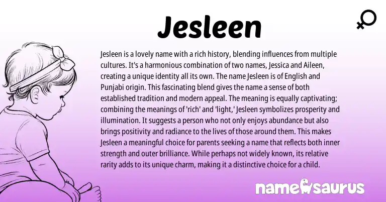 Infographic about Jesleen name meaning, Jesleen is a name from Other origin(s).