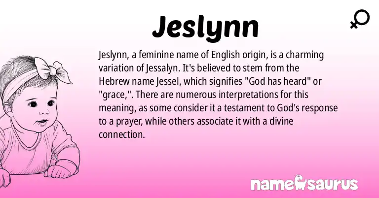 Infographic about Jeslynn name meaning, Jeslynn is a name from English origin(s).