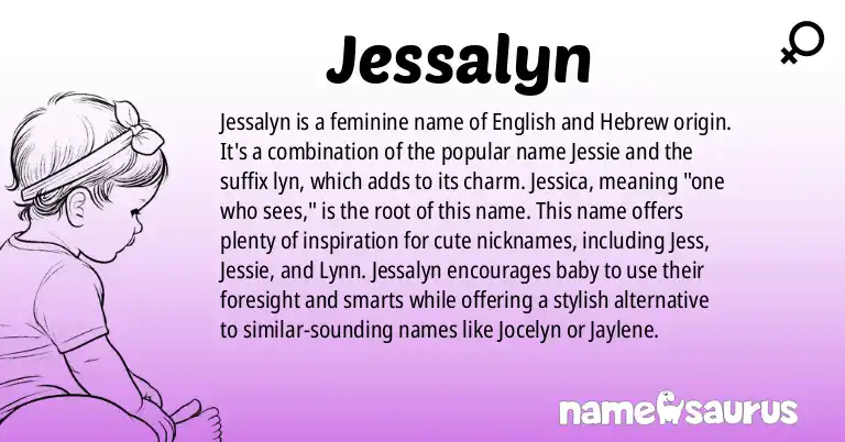 Infographic about Jessalyn name meaning, Jessalyn is a name from English, Hebrew origin(s).