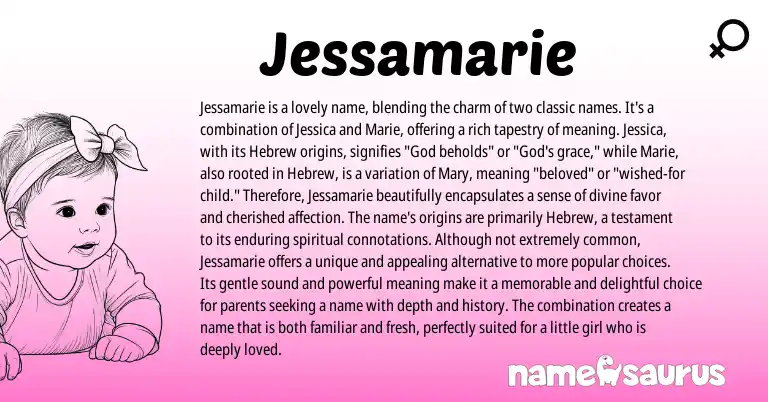 Infographic about Jessamarie name meaning, Jessamarie is a name from Hebrew origin(s).