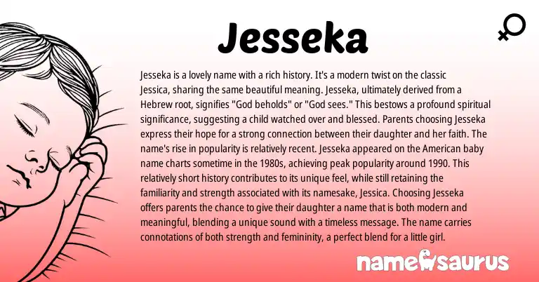 Infographic about Jesseka name meaning, Jesseka is a name from American origin(s).
