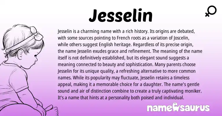 Infographic about Jesselin name meaning, Jesselin is a name from French origin(s).