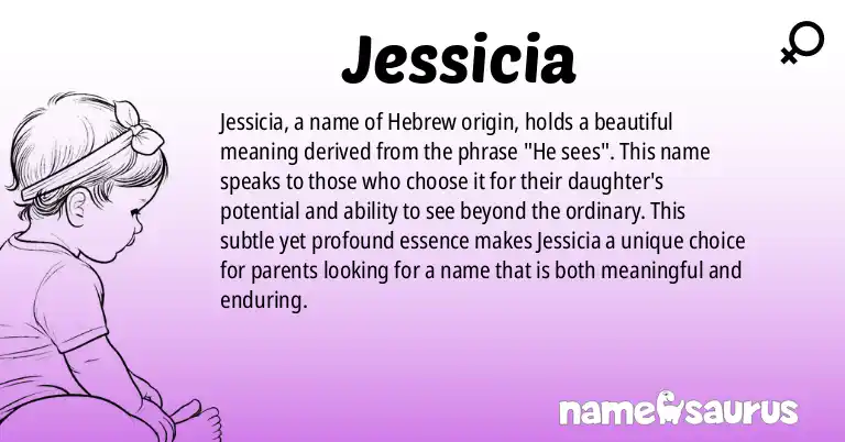 Infographic about Jessicia name meaning, Jessicia is a name from Hebrew origin(s).