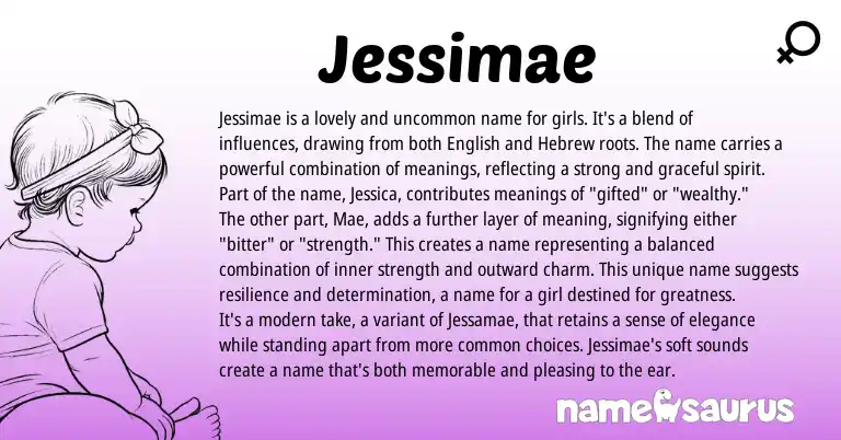 Infographic about Jessimae name meaning, Jessimae is a name from Hebrew, English origin(s).