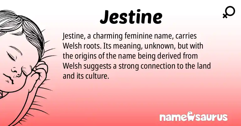 Infographic about Jestine name meaning, Jestine is a name from Welsh origin(s).