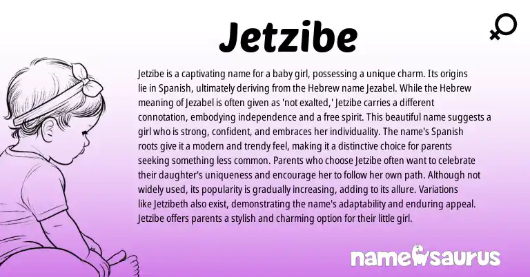 Infographic about Jetzibe name meaning, Jetzibe is a name from Hebrew, Spanish origin(s).