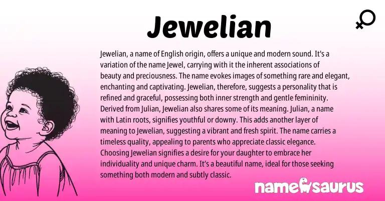 Infographic about Jewelian name meaning, Jewelian is a name from Other origin(s).