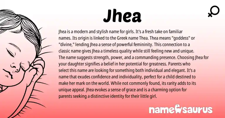 Infographic about Jhea name meaning, Jhea is a name from Greek origin(s).