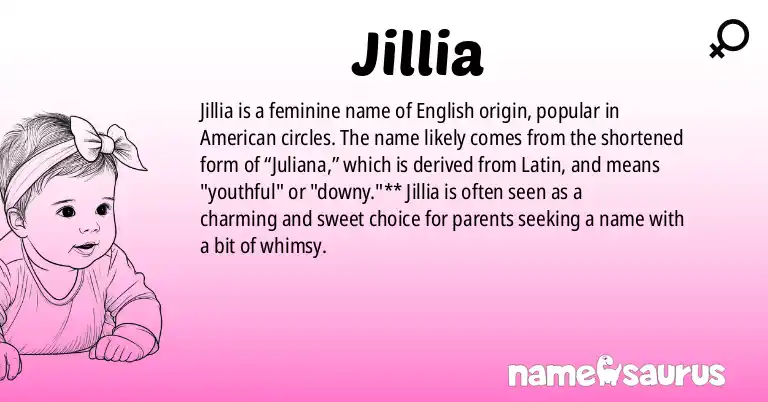 Infographic about Jillia name meaning, Jillia is a name from English (American) origin(s).