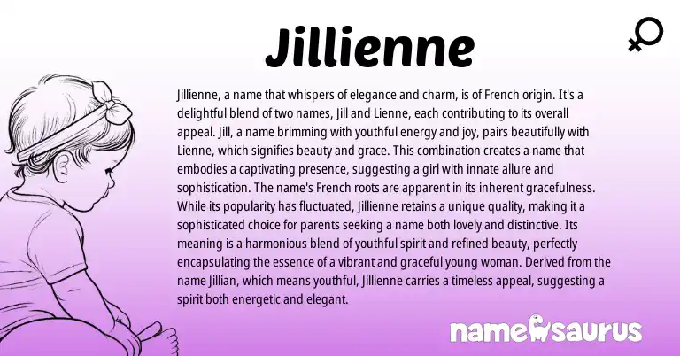 Infographic about Jillienne name meaning, Jillienne is a name from French origin(s).