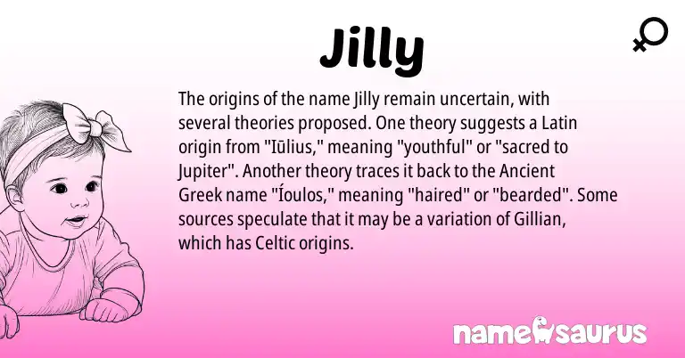Infographic about Jilly name meaning, Jilly is a name from Ancient Greek, Latin, Celtic origin(s).