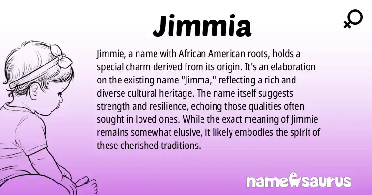 Infographic about Jimmia name meaning, Jimmia is a name from African American origin(s).