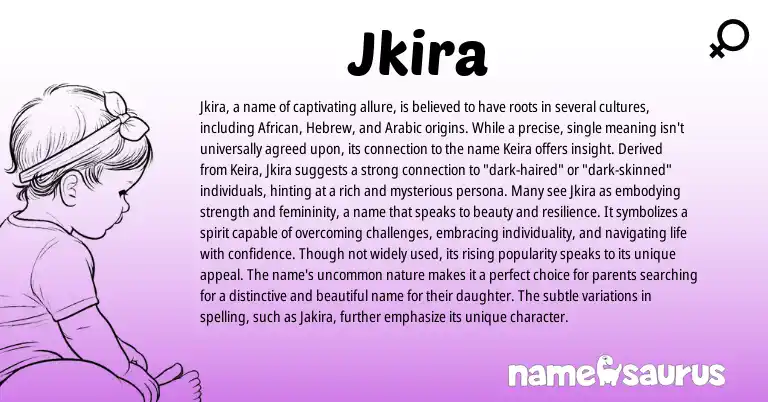 Infographic about Jkira name meaning, Jkira is a name from Hebrew origin(s).