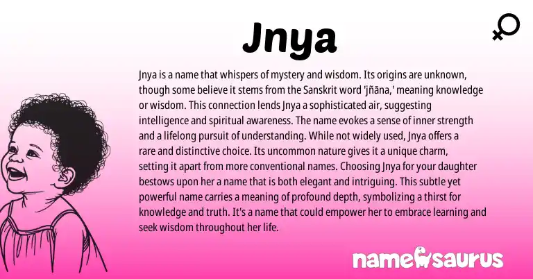 Infographic about Jnya name meaning, Jnya is a name from Sanskrit origin(s).