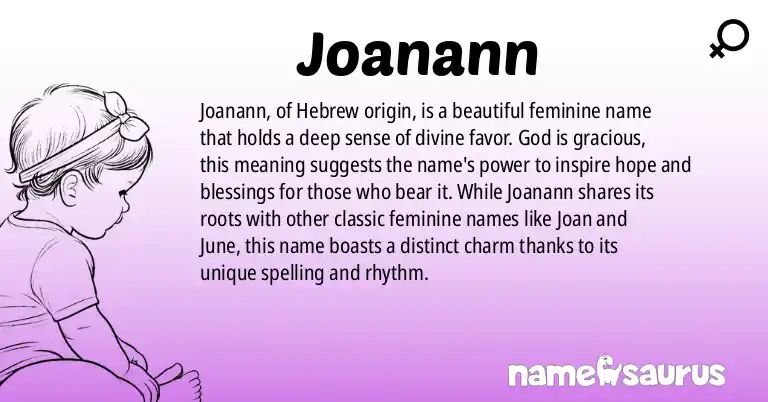 Infographic about Joanann name meaning, Joanann is a name from Hebrew origin(s).