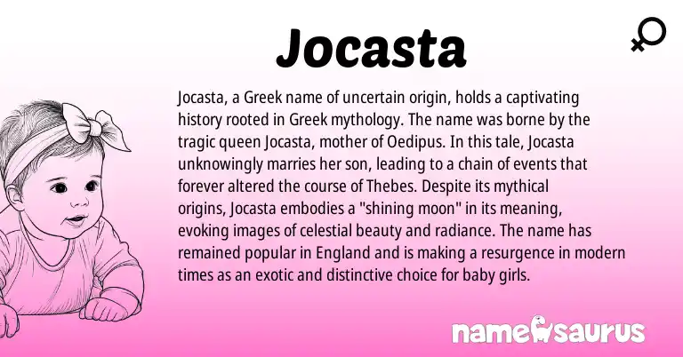 Infographic about Jocasta name meaning, Jocasta is a name from England, Greek origin(s).