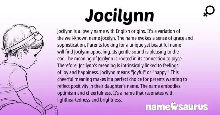 Infographic about Jocilynn name meaning, Jocilynn is a name from English origin(s).