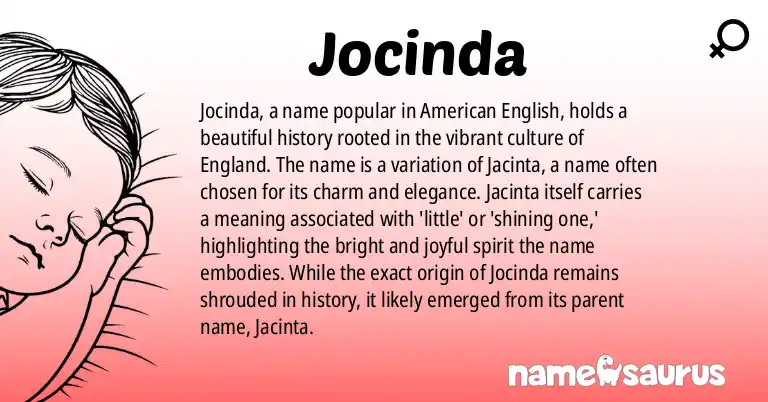 Infographic about Jocinda name meaning, Jocinda is a name from English (American) origin(s).