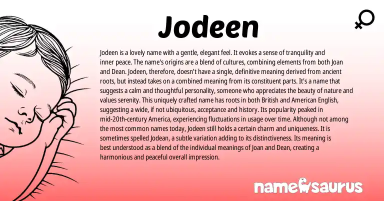 Infographic about Jodeen name meaning, Jodeen is a name from Other origin(s).