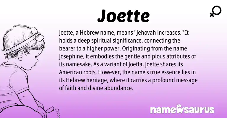 Infographic about Joette name meaning, Joette is a name from American, Hebrew origin(s).