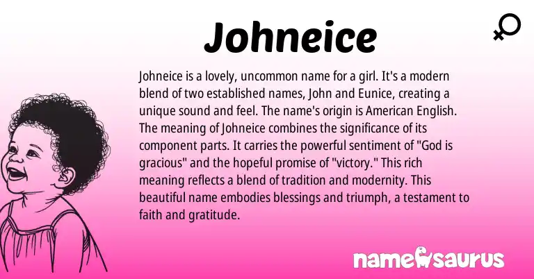 Infographic about Johneice name meaning, Johneice is a name from English origin(s).