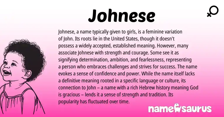 Infographic about Johnese name meaning, Johnese is a name from Hebrew origin(s).