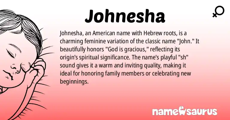 Infographic about Johnesha name meaning, Johnesha is a name from American, Hebrew origin(s).