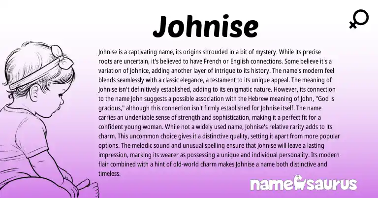 Infographic about Johnise name meaning, Johnise is a name from French, English origin(s).