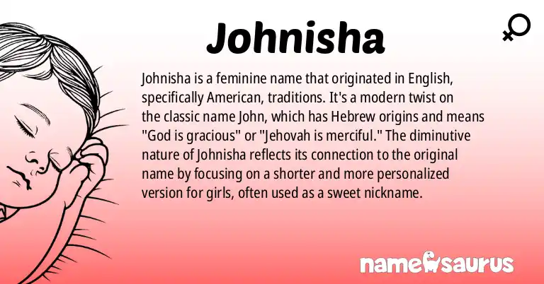 Infographic about Johnisha name meaning, Johnisha is a name from English (American) origin(s).
