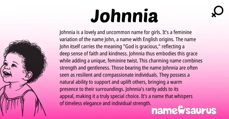 Infographic about Johnnia name meaning, Johnnia is a name from English, American origin(s).