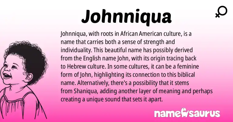 Infographic about Johnniqua name meaning, Johnniqua is a name from African American origin(s).