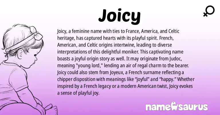 Infographic about Joicy name meaning, Joicy is a name from French, American, Celtic origin(s).