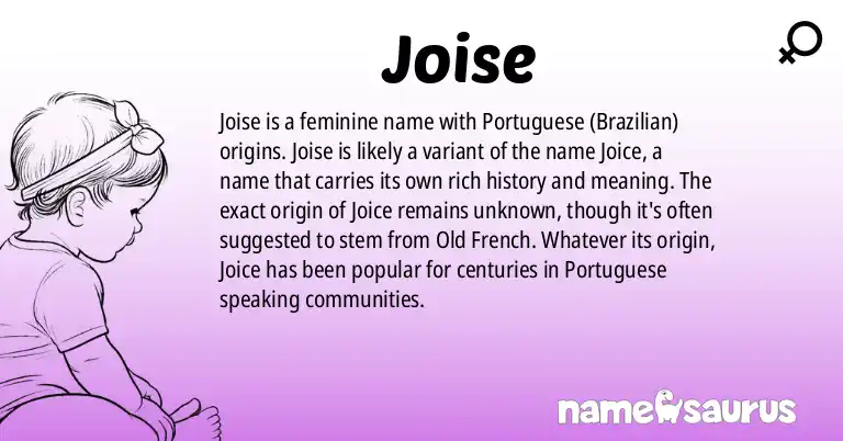 Infographic about Joise name meaning, Joise is a name from Portuguese (Brazilian) origin(s).