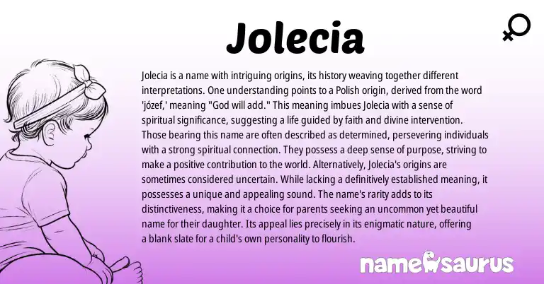 Infographic about Jolecia name meaning, Jolecia is a name from Polish origin(s).
