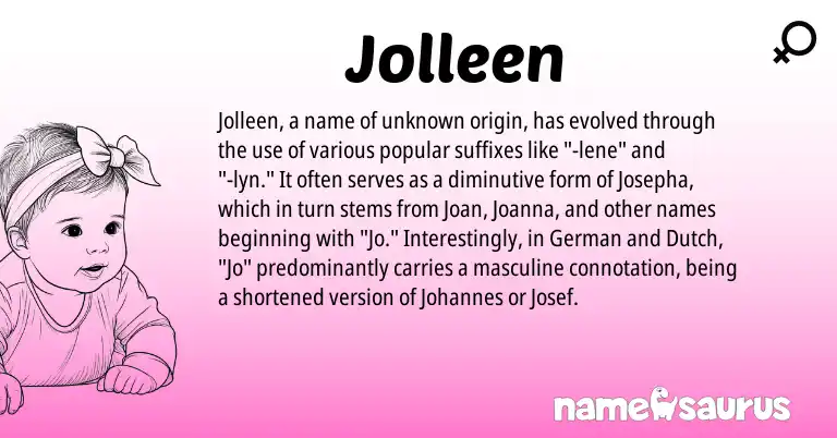 Infographic about Jolleen name meaning, Jolleen is a name from German, Dutch origin(s).