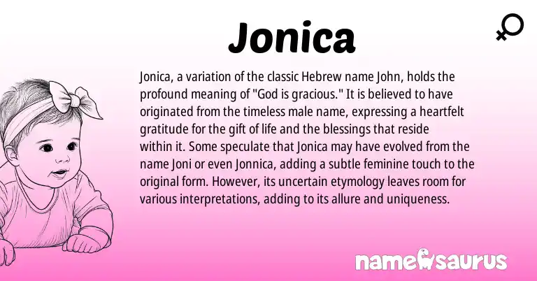 Infographic about Jonica name meaning, Jonica is a name from Hebrew origin(s).