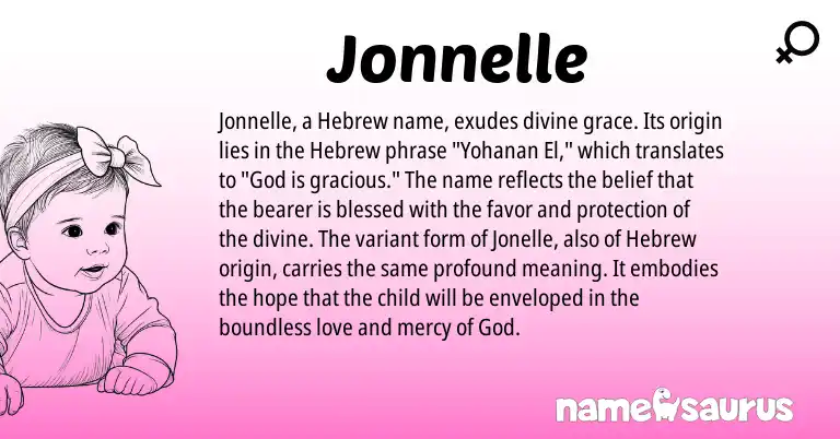 Infographic about Jonnelle name meaning, Jonnelle is a name from Hebrew origin(s).