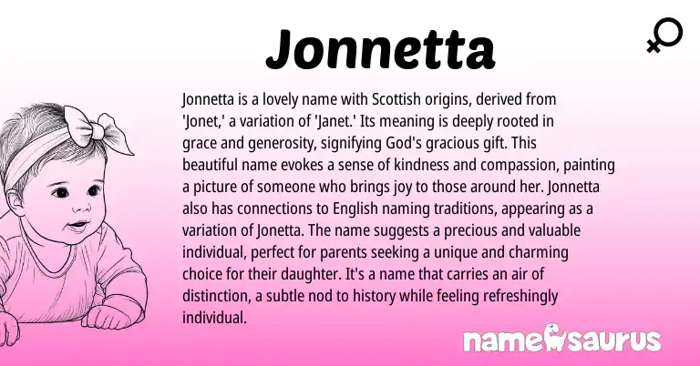Infographic about Jonnetta name meaning, Jonnetta is a name from Scottish origin(s).