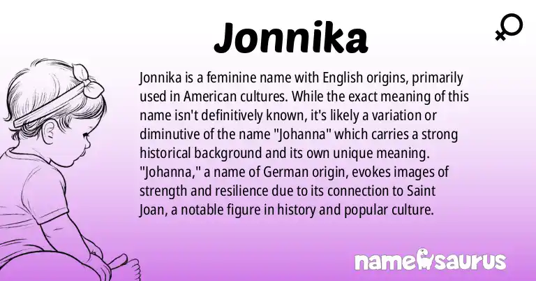 Infographic about Jonnika name meaning, Jonnika is a name from English (American) origin(s).