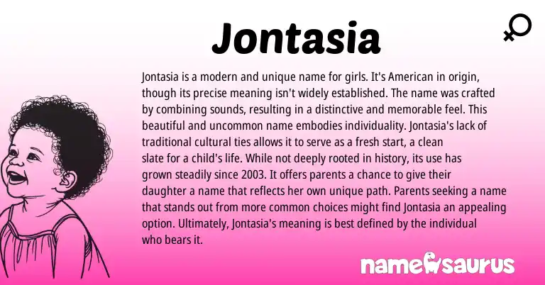 Infographic about Jontasia name meaning, Jontasia is a name from Other origin(s).